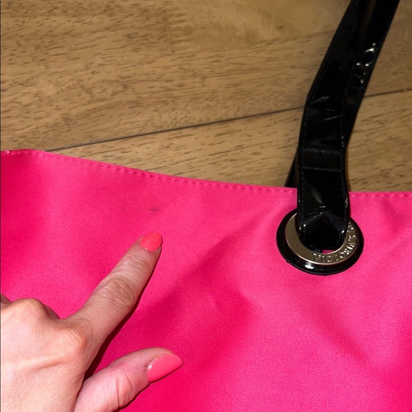 Victoria's Secret Vibrant Pink Tote with Black Handles - Picture 4 of 5